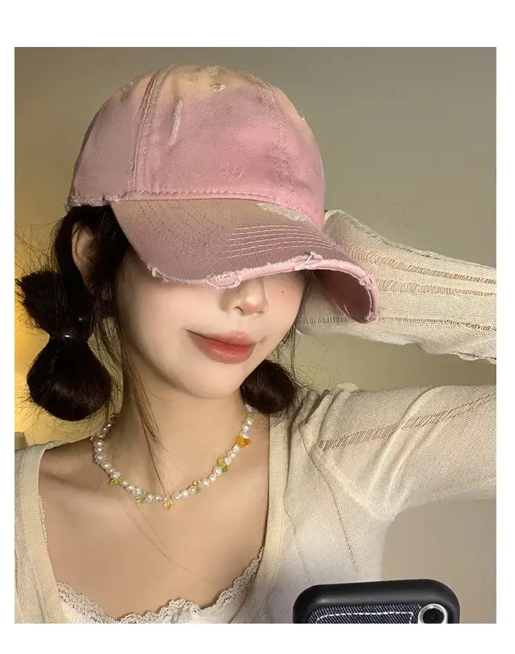 Korean Style Ripped Baseball Cap for Women — feature 7