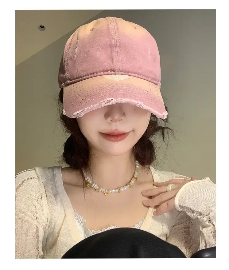 Korean Style Ripped Baseball Cap for Women — feature 9