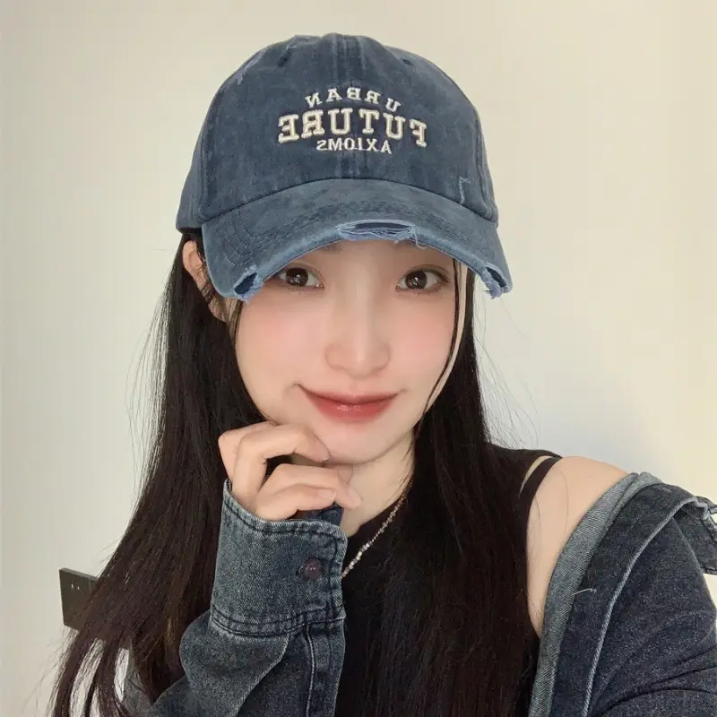 Urban Future Wash Denim Cap Wide Brim Beige - Image 10