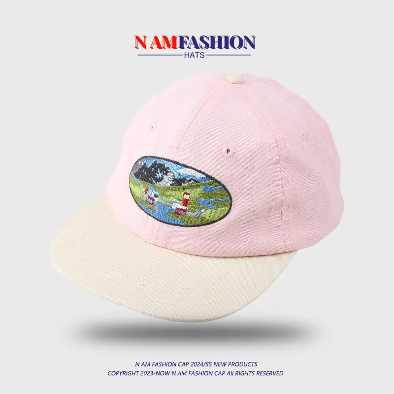 Pink Korean Style Peaked Cap with Sun View Embroidery - Image 7