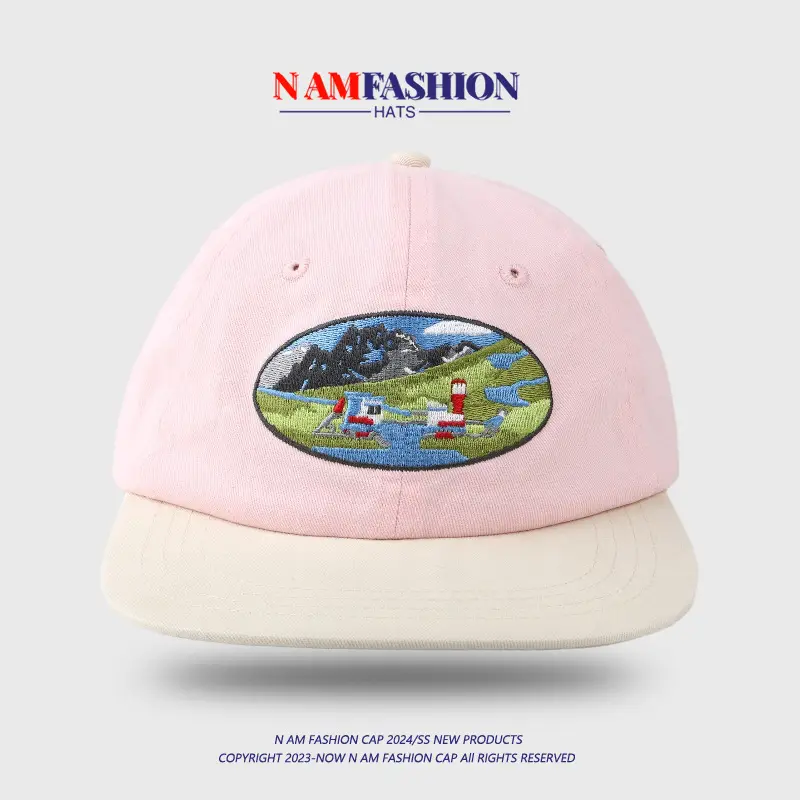 Pink Korean Style Peaked Cap with Sun View Embroidery — feature 4