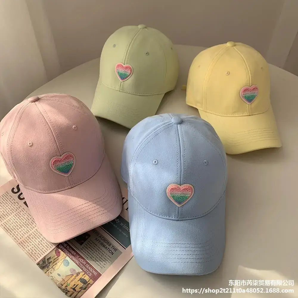 Women's Beige Heart Embroidered Baseball Cap - Image 8