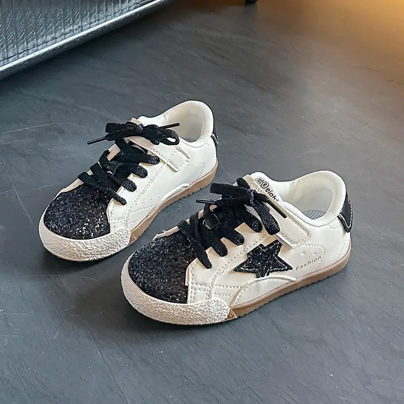 Baby Sneakers White Black Star 1-2Yrs Non-Slip