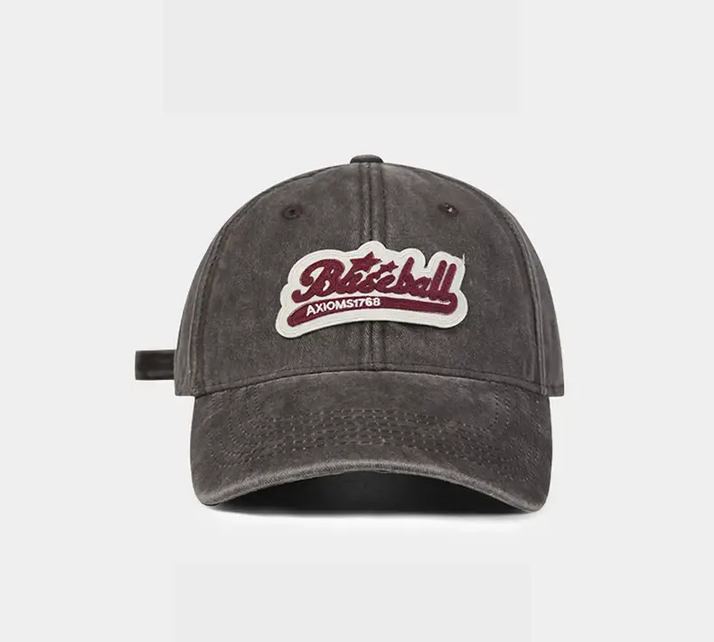 American-style Washed Cotton Cap Maroon Summer — feature 8