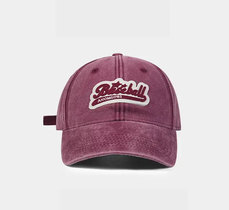 American-style Washed Cotton Cap Maroon Summer — feature 9