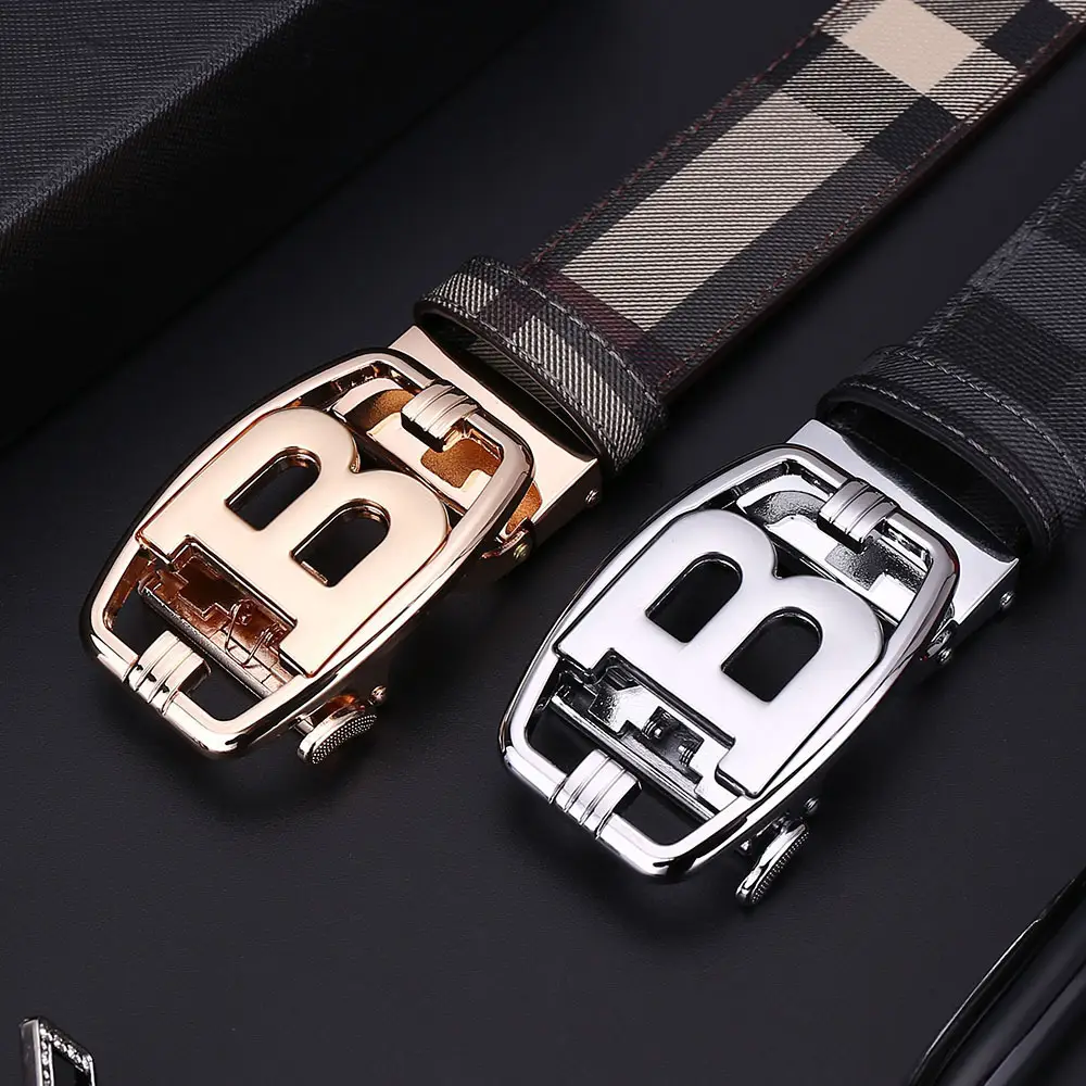 Men's Brown Checkered Belt with Diamond Detail - Image 17