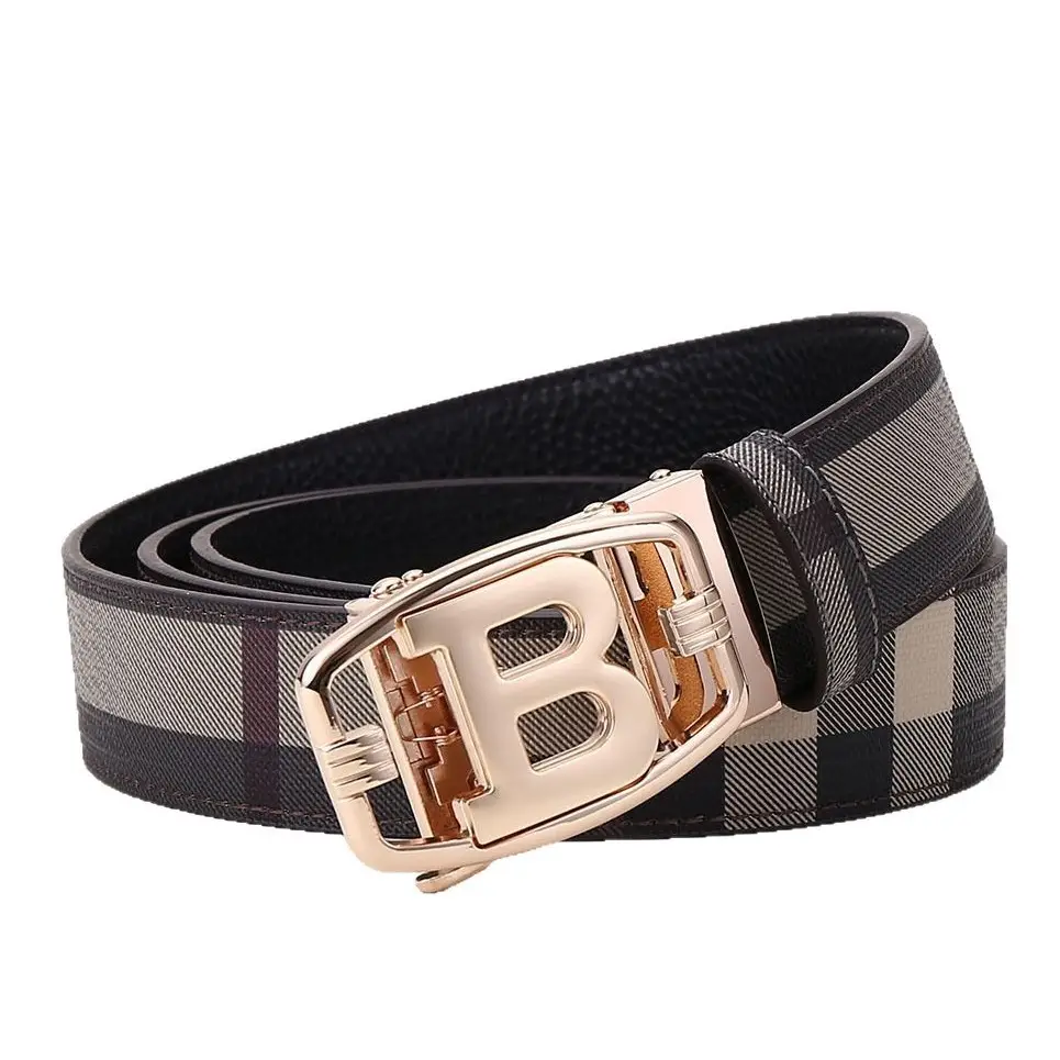 Men's Brown Checkered Belt with Diamond Detail - Image 18