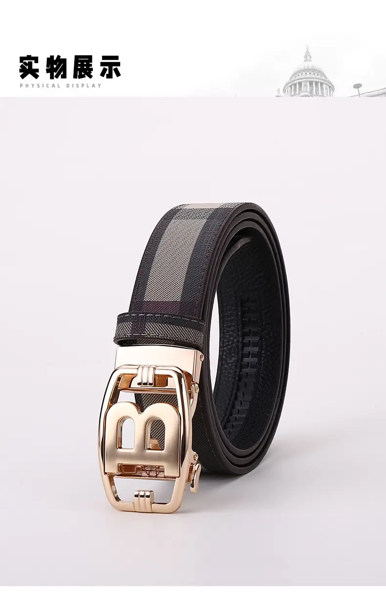 Men's Brown Checkered Belt with Diamond Detail — feature 12