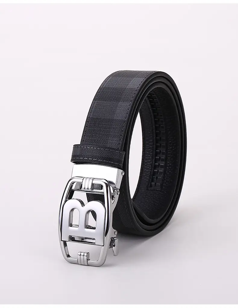 Men's Brown Checkered Belt with Diamond Detail — feature 13