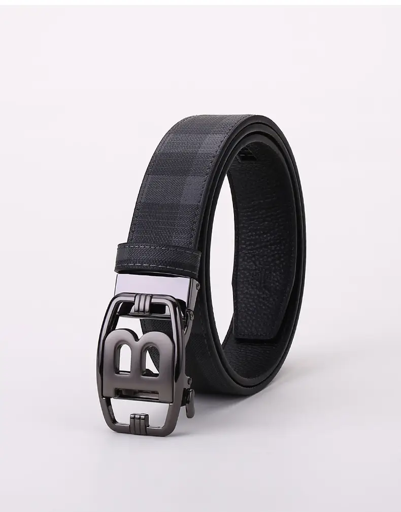 Men's Brown Checkered Belt with Diamond Detail — feature 14