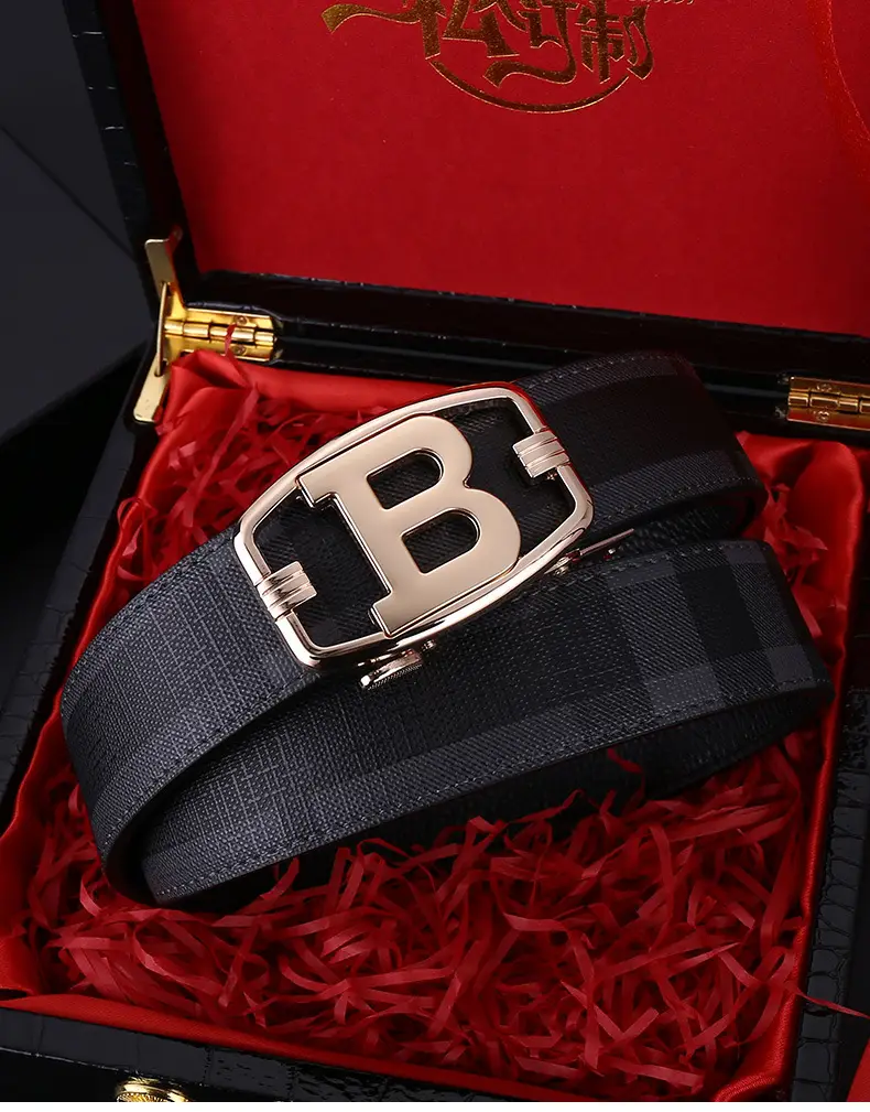 Men's Brown Checkered Belt with Diamond Detail — feature 15