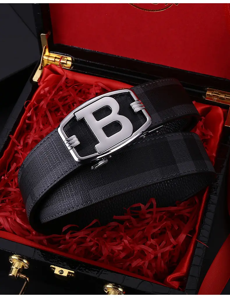 Men's Brown Checkered Belt with Diamond Detail — feature 16