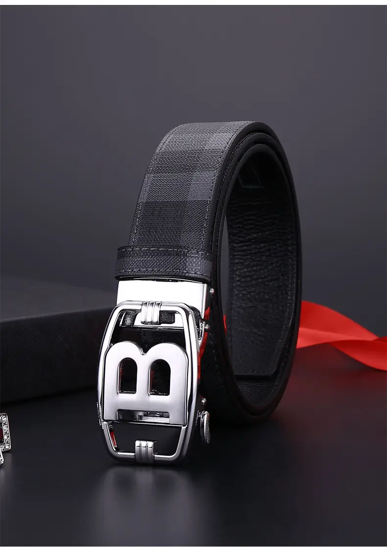 Men's Brown Checkered Belt with Diamond Detail — feature 18