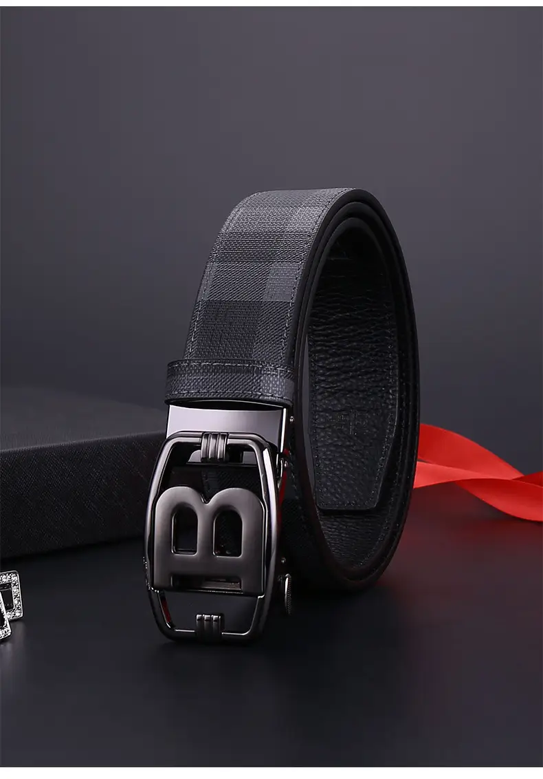 Men's Brown Checkered Belt with Diamond Detail — feature 19
