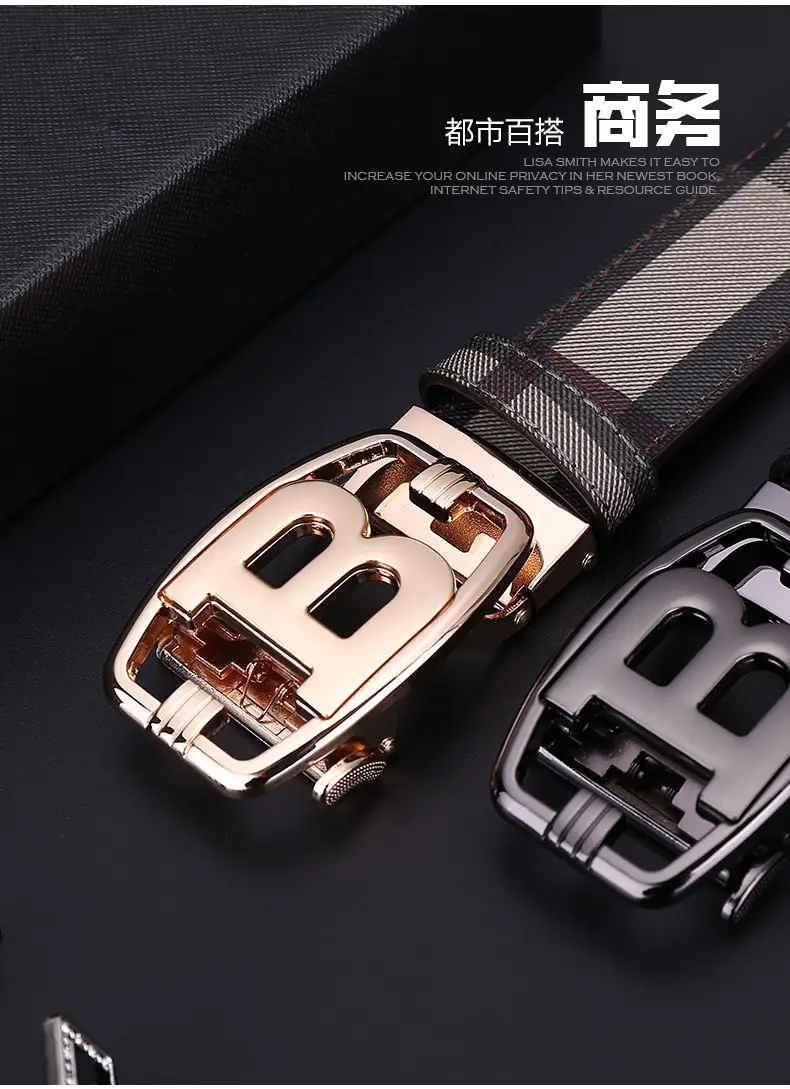 Men's Brown Checkered Belt with Diamond Detail — feature 3