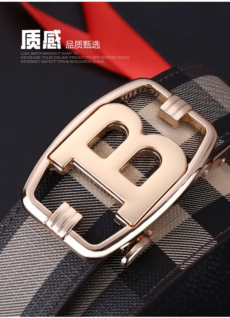 Men's Brown Checkered Belt with Diamond Detail — feature 4
