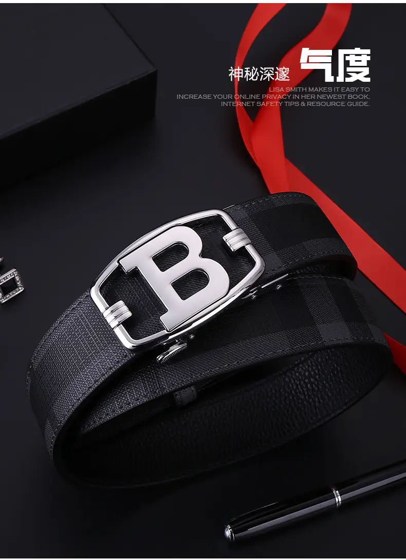 Men's Brown Checkered Belt with Diamond Detail — feature 5