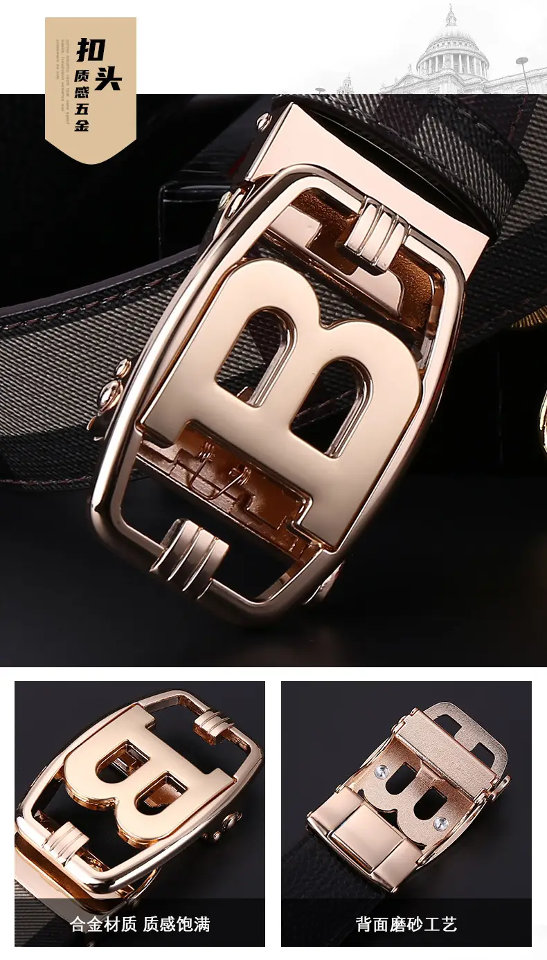 Men's Brown Checkered Belt with Diamond Detail — feature 7