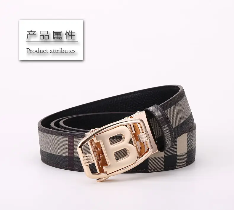 Men's Brown Checkered Belt with Diamond Detail — feature 9