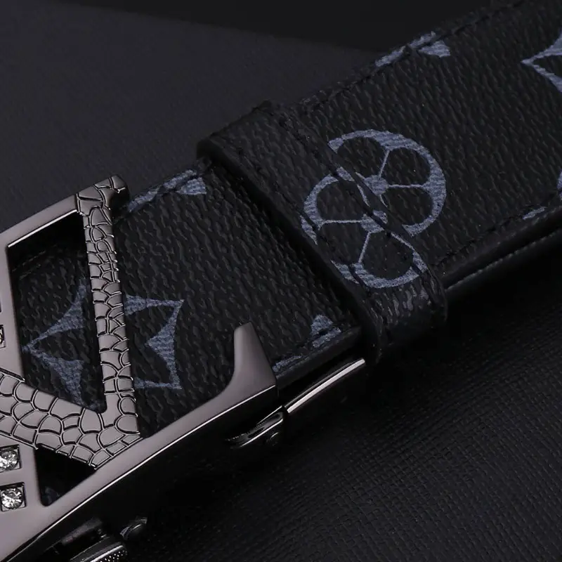 Men's Brown Checkered Belt with Diamond Detail - Image 13
