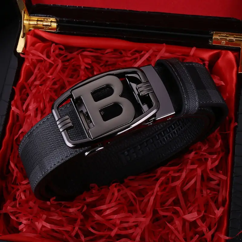 Men's Brown Checkered Belt with Diamond Detail - Image 4