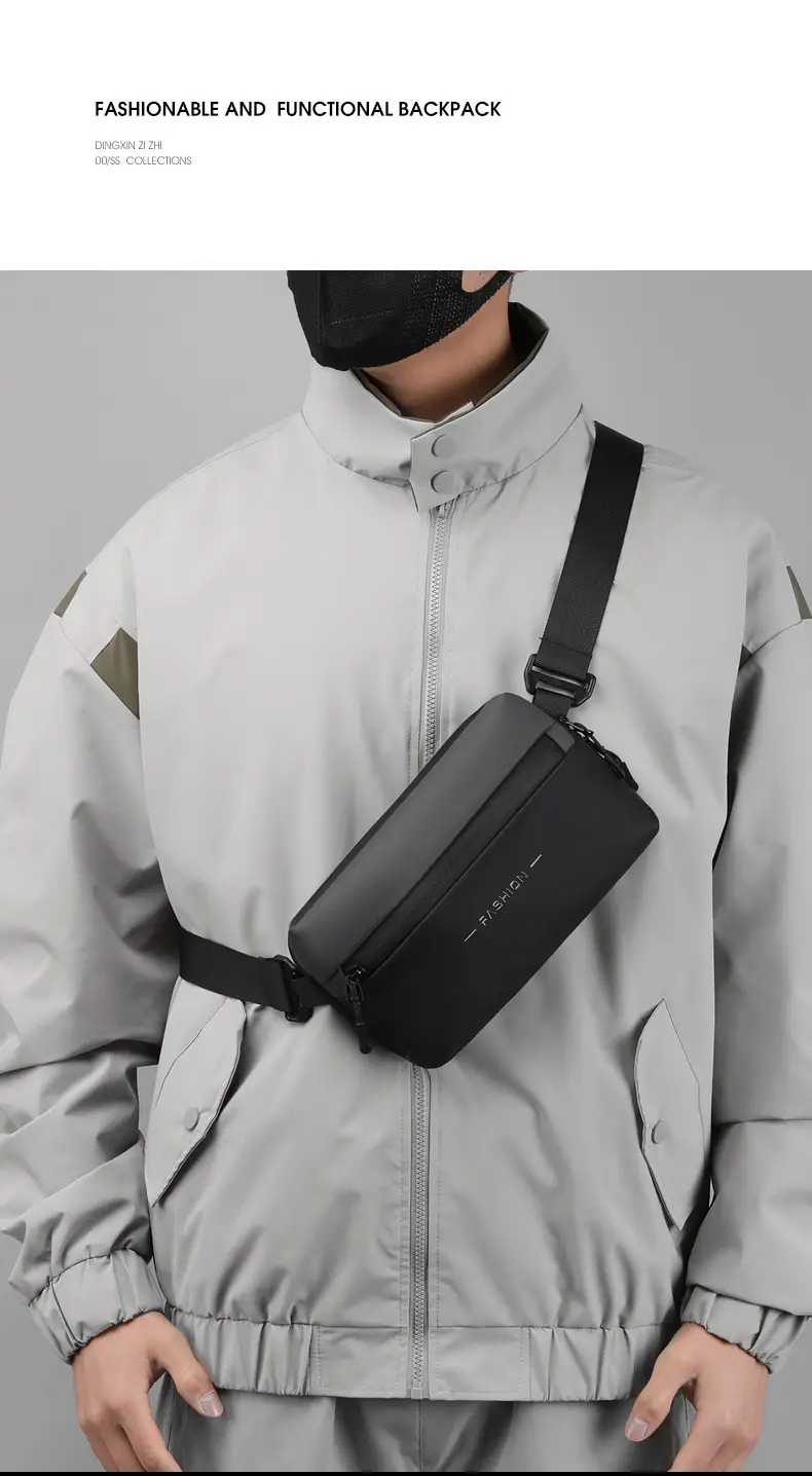 Men's Black Waterproof Crossbody Chest Bag — feature 10