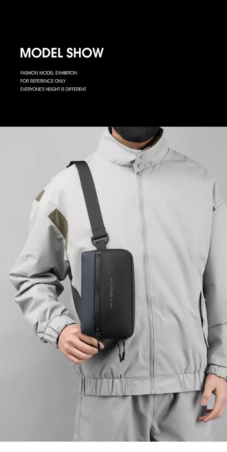 Men's Black Waterproof Crossbody Chest Bag — feature 45