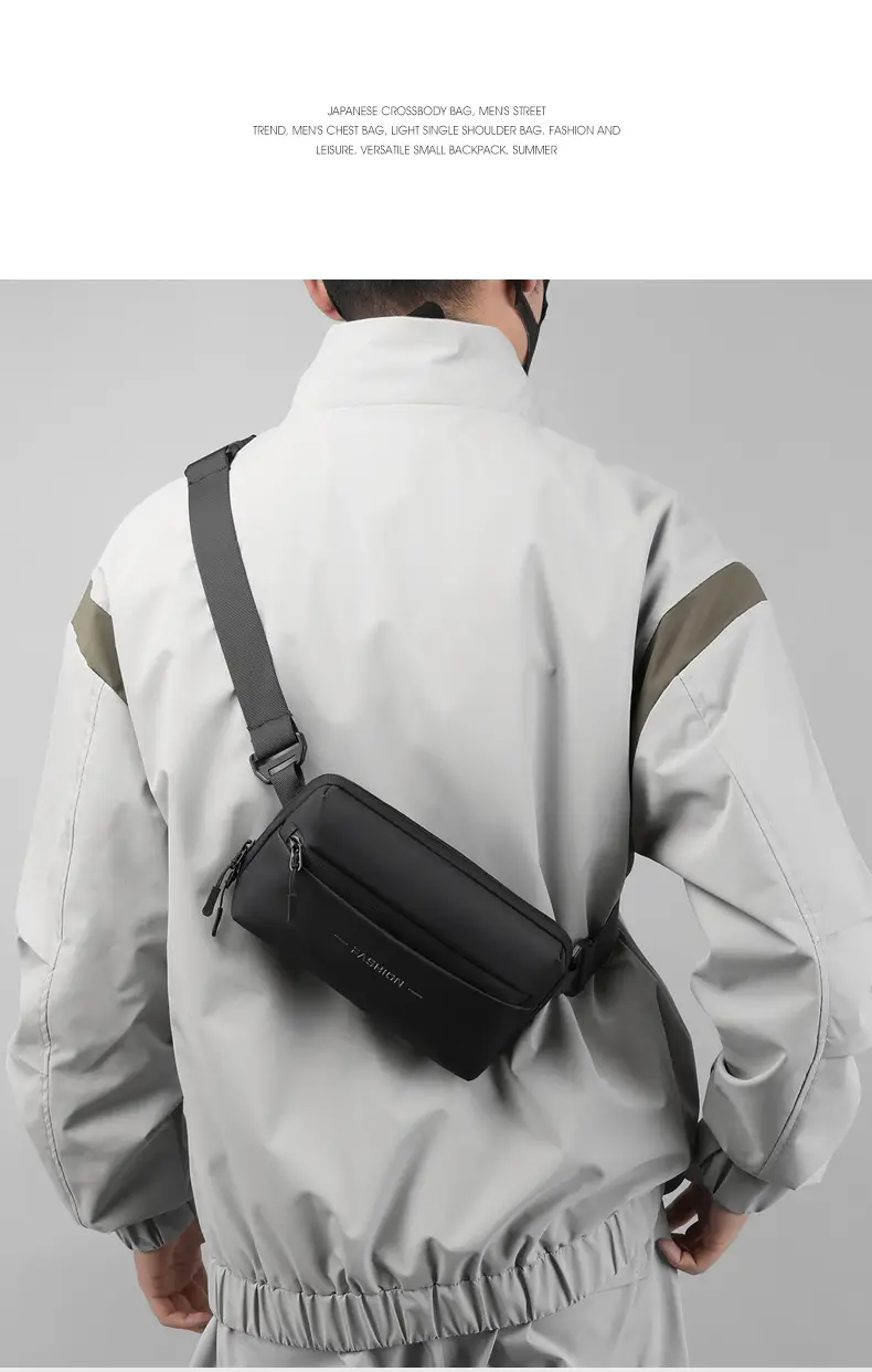 Men's Black Waterproof Crossbody Chest Bag — feature 47