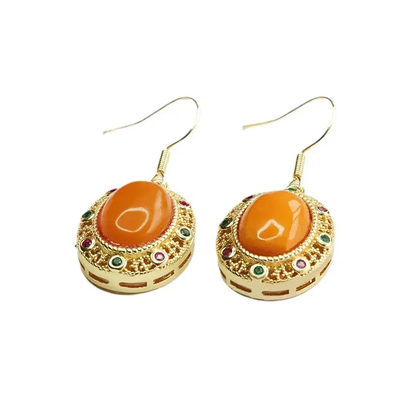 Guan Yu Amber Earrings Full of Honey Wax - Image 6