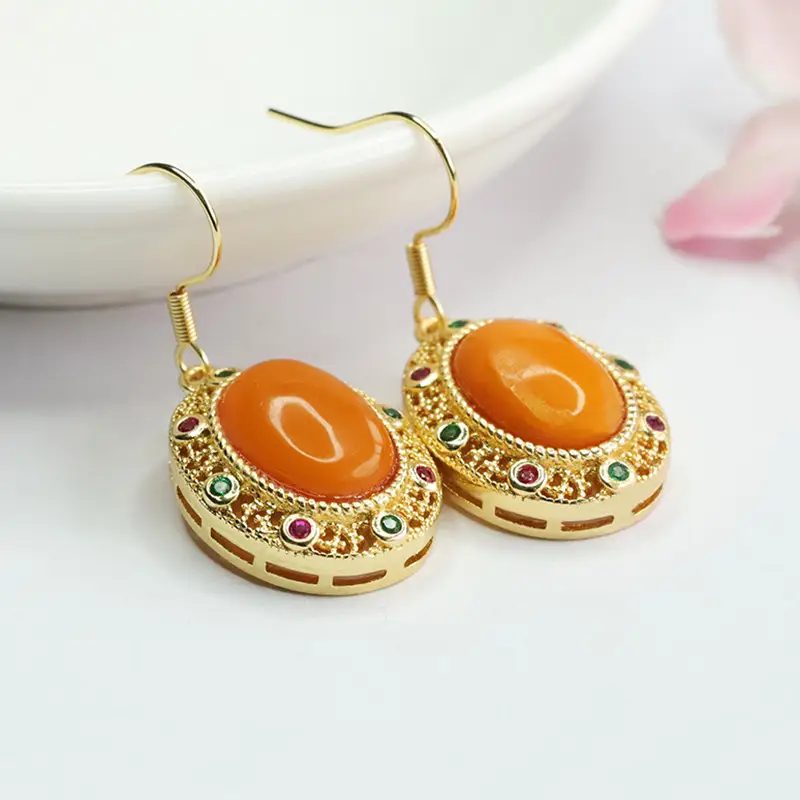 Guan Yu Amber Earrings Full of Honey Wax — feature 9