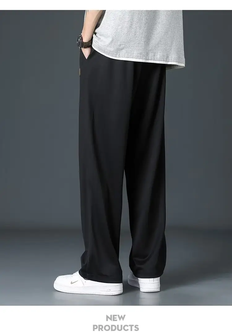 Ice silk pants men's summer thin fashion brand loose all-match quick-drying breathable casual trousers summer straight sweatpants — feature 4