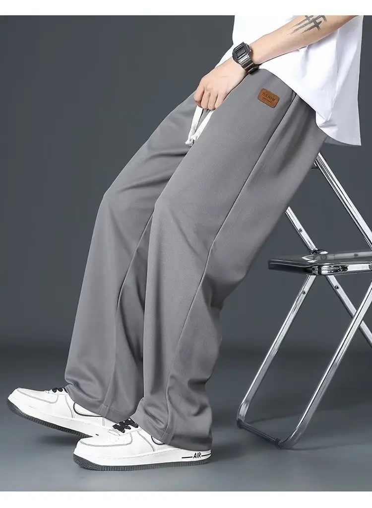 Ice silk pants men's summer thin fashion brand loose all-match quick-drying breathable casual trousers summer straight sweatpants — feature 7