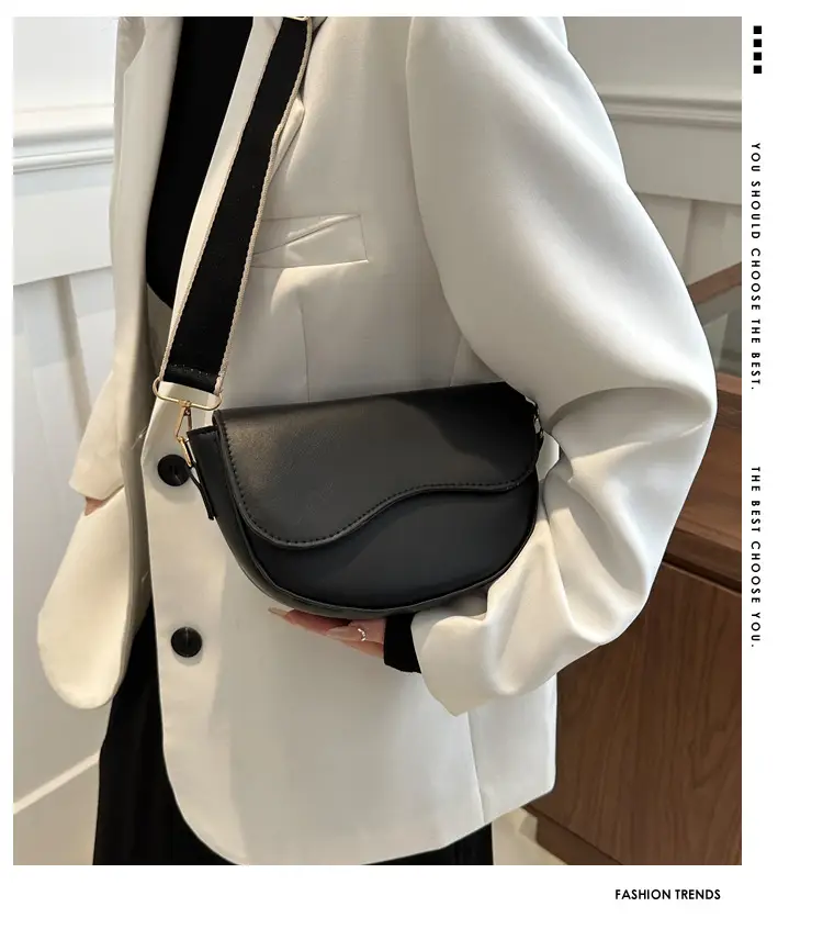 Women's Korean Style Saddle Bag with Wide Strap — feature 1