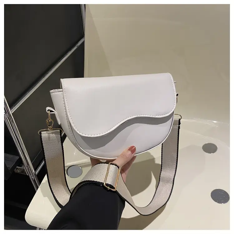 Women's Korean Style Saddle Bag with Wide Strap - Image 2