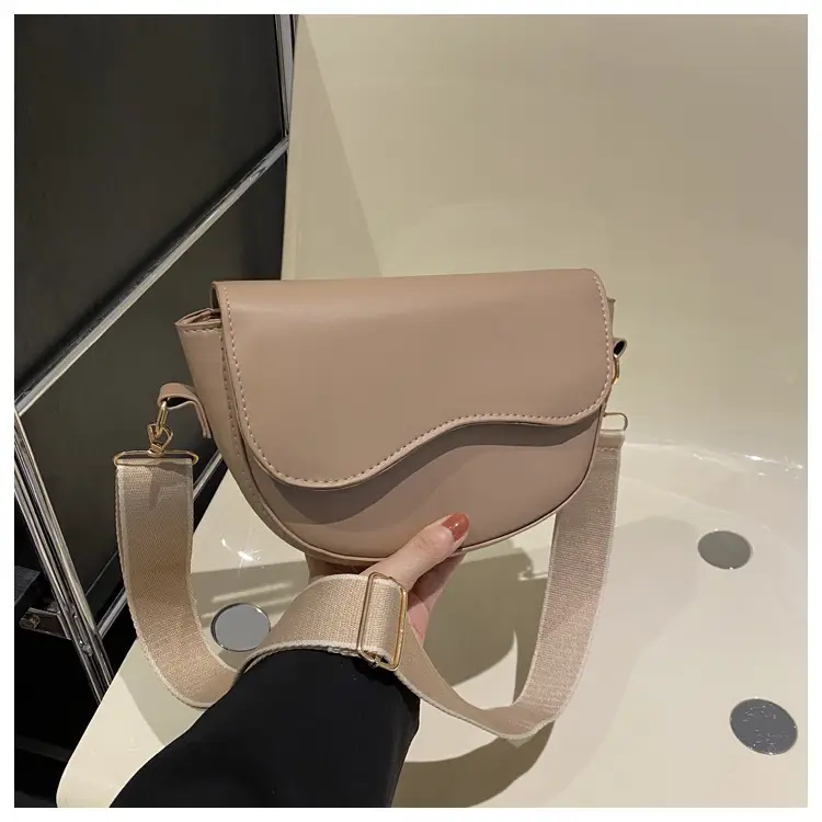 Women's Korean Style Saddle Bag with Wide Strap - Image 3