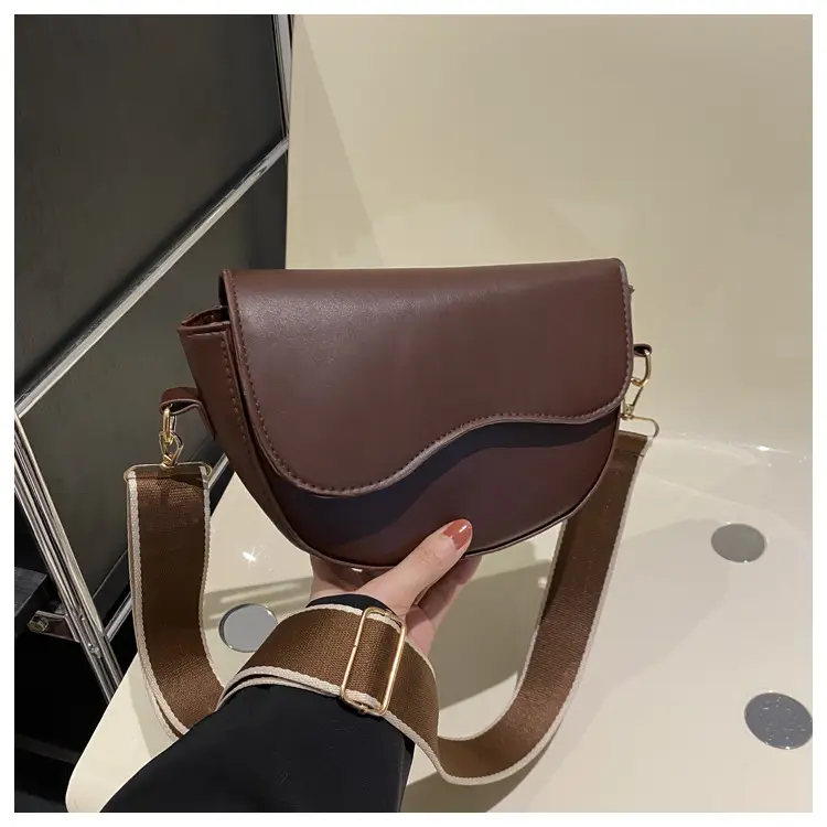 Women's Korean Style Saddle Bag with Wide Strap - Image 4