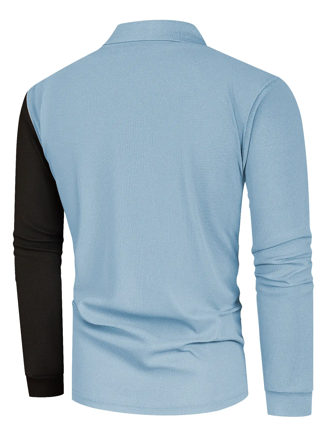 Men Long Sleeve Polo Shirt Blue Black Striped 2024 — feature 25