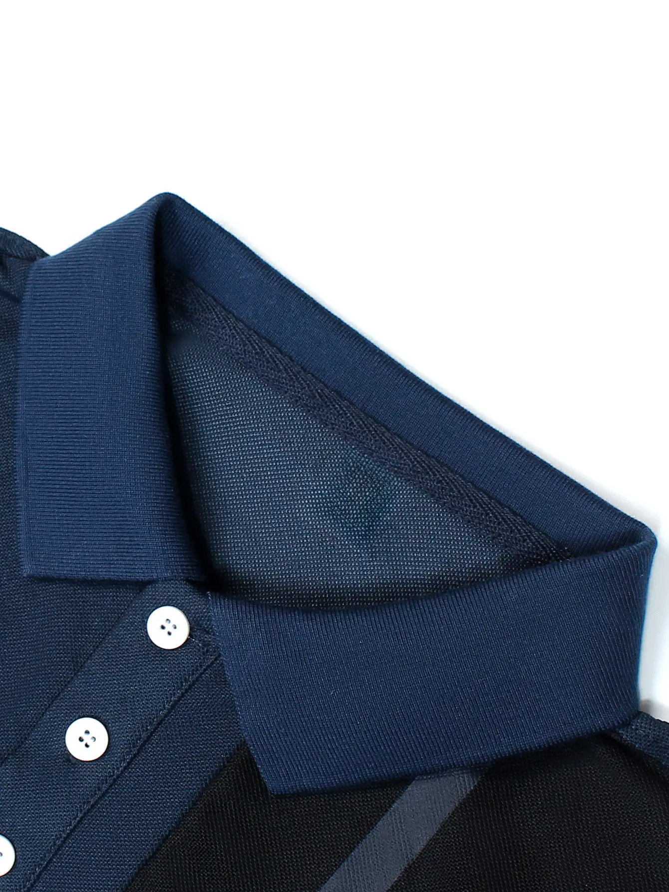 Men Long Sleeve Polo Shirt Blue Black Striped 2024 — feature 4