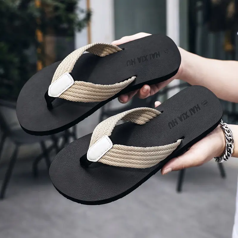 2023 Summer new slippers men's foreign trade plus size flip flops men's beach shoes 45 trendy outdoor flip-flops