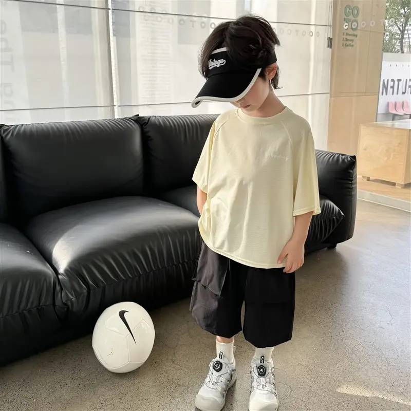Haima Boys 2026 Summer Cool Grey Shorts T-Shirt Set