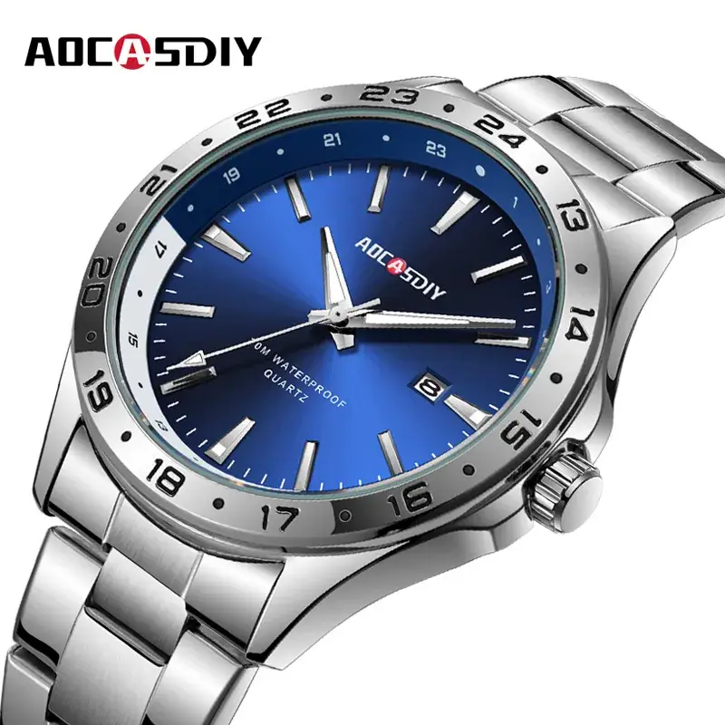 Men's Green Dial Quartz Watch with Stainless Steel Band - Image 6