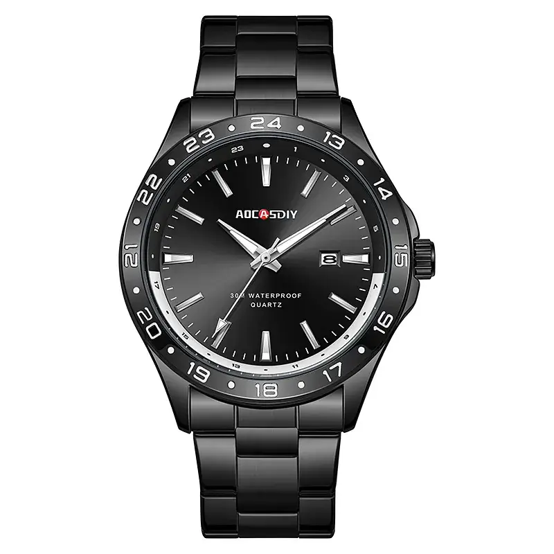 Men's Green Dial Quartz Watch with Stainless Steel Band - Image 2
