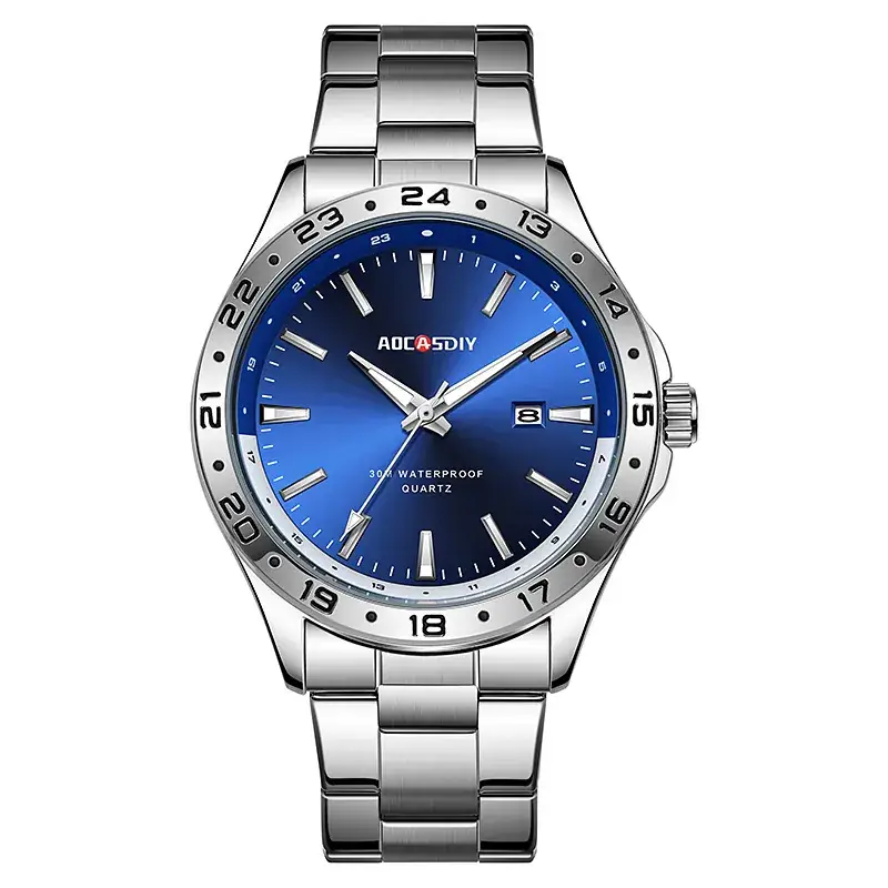 Men's Green Dial Quartz Watch with Stainless Steel Band - Image 4
