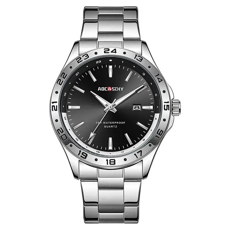 Men's Green Dial Quartz Watch with Stainless Steel Band - Image 5