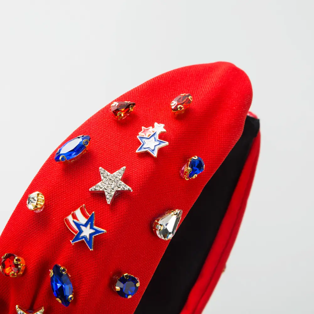 Diamond Encrusted American Flag Headband with Oil Drip - Image 7