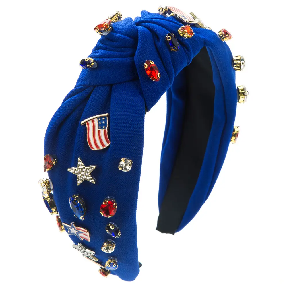 Diamond Encrusted American Flag Headband with Oil Drip - Image 8