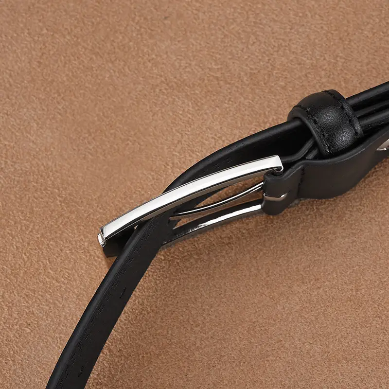 Men's Black Leather Belt with Silver Buckle 2026 - Image 6