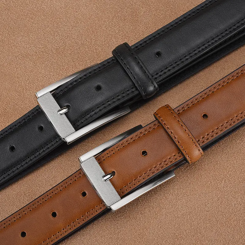 Men's Black Leather Belt with Silver Buckle 2026 - Image 7