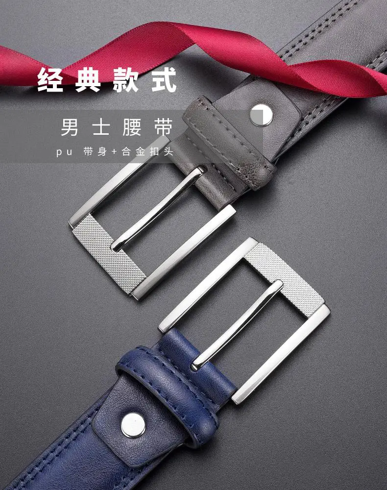 Men's Black Leather Belt with Silver Buckle 2026 — feature 1