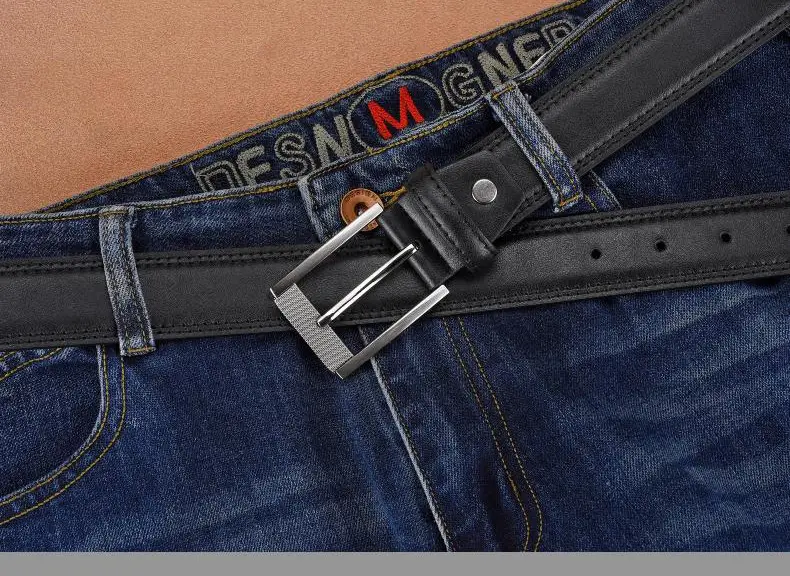 Men's Black Leather Belt with Silver Buckle 2026 — feature 2